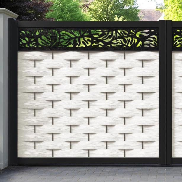 Ripple Botanic Straight Top Driveway Gate - Light Stone - Top Screen