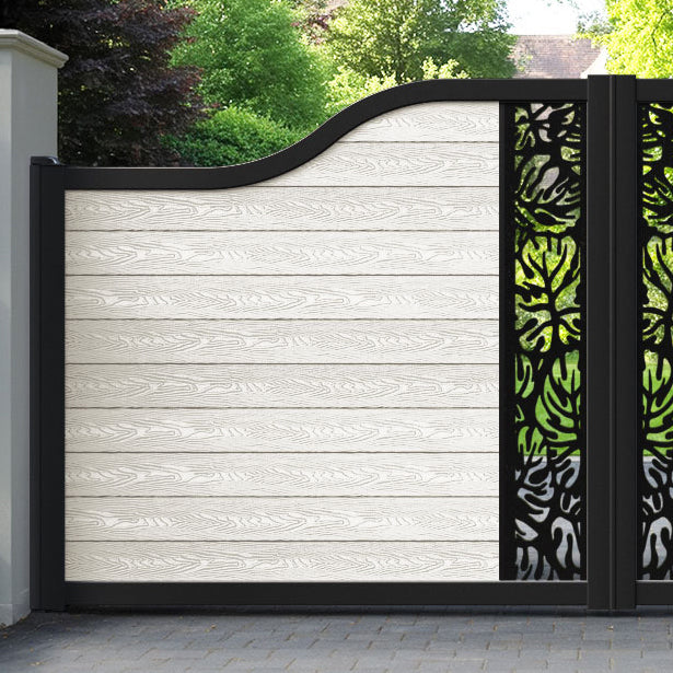 Classic Botanic Curved Top Driveway Gate - Light Stone - Middle Screen