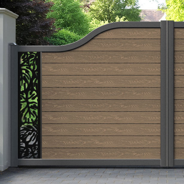 Classic Botanic Curved Top Driveway Gate - Teak - End Screen