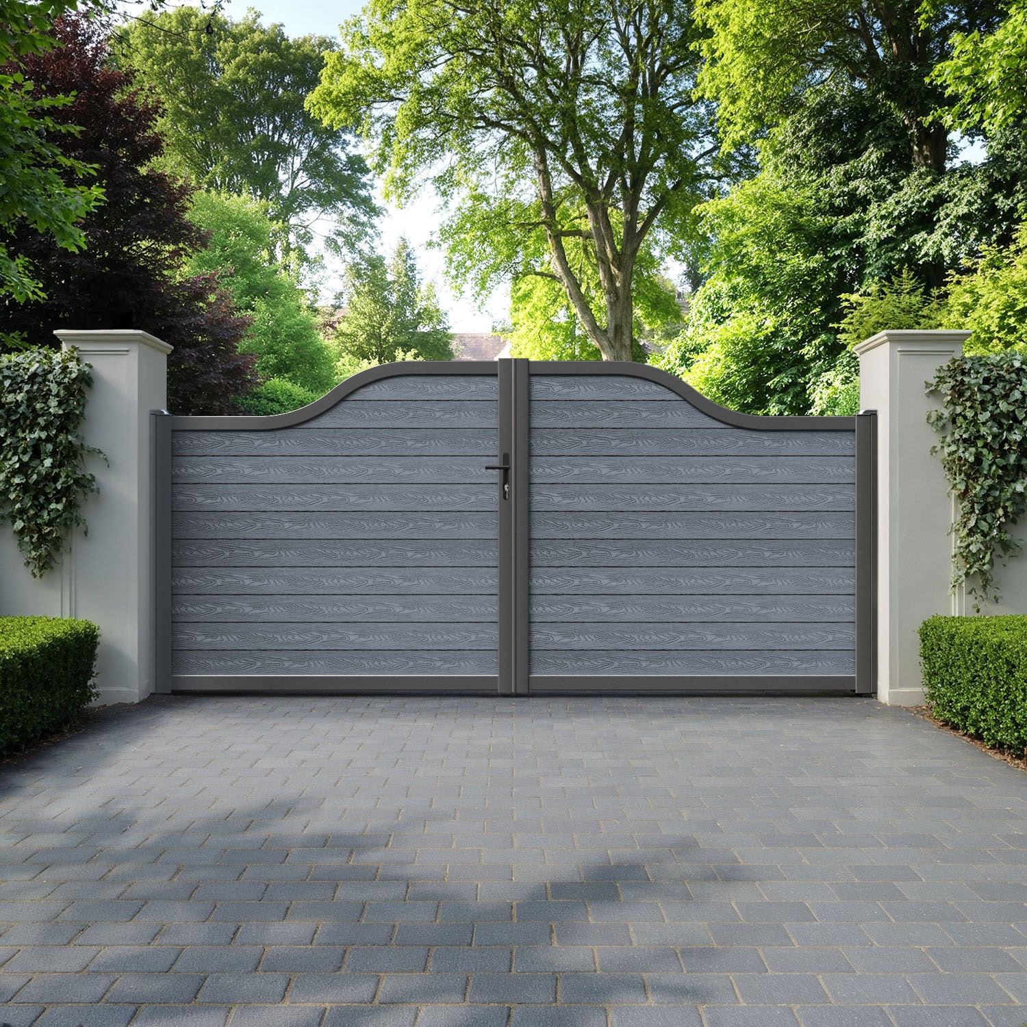Classic Anthracite Curved Top Driveway Gate