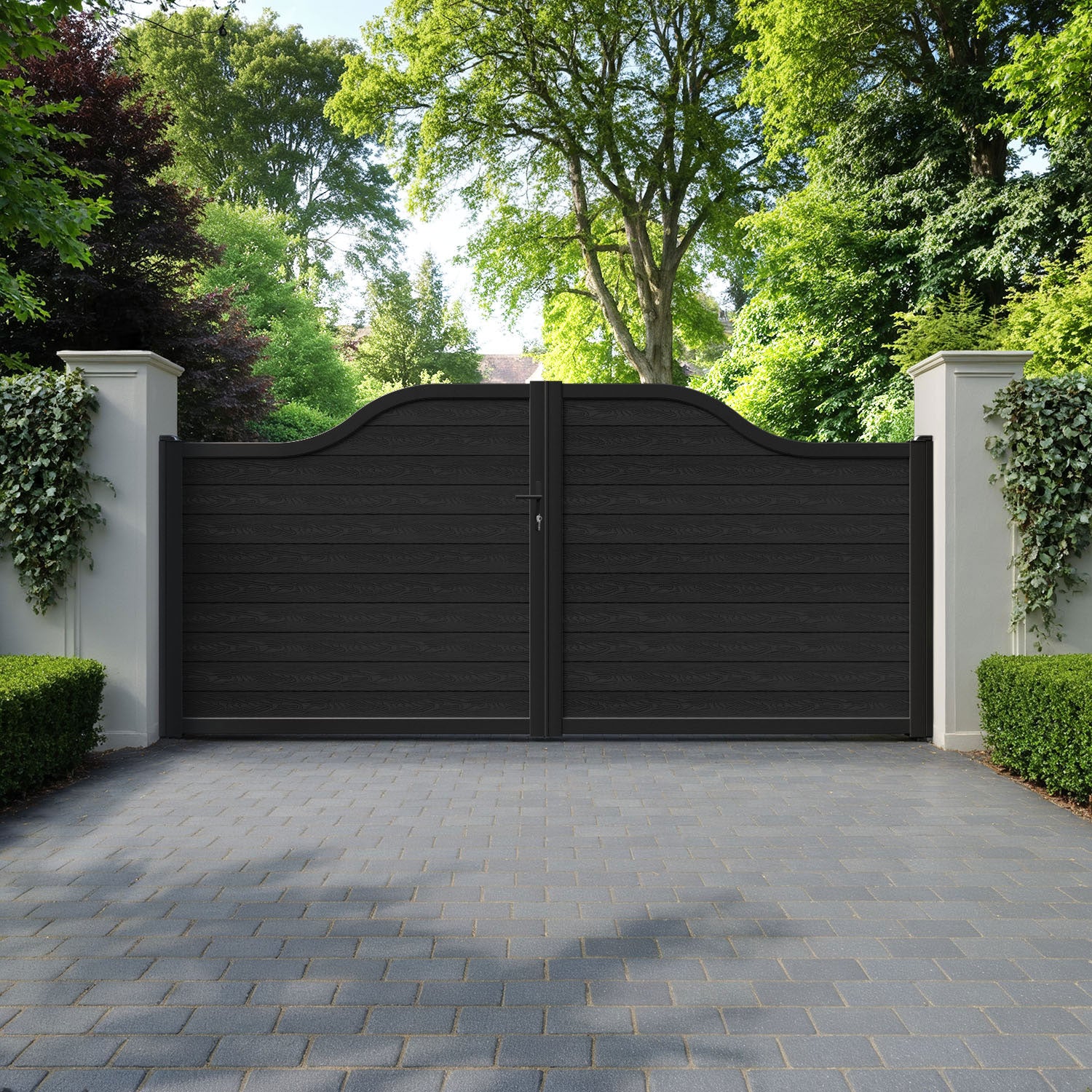 Classic Black Curved Top Driveway Gate