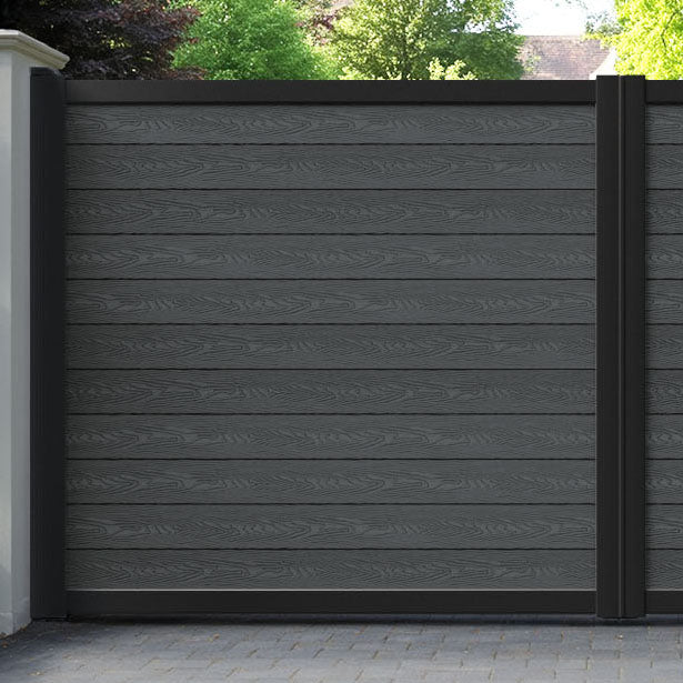 Classic Dark Grey Straight Top Driveway Gate