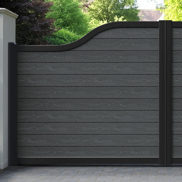 Classic Dark Grey Curved Top Driveway Gate