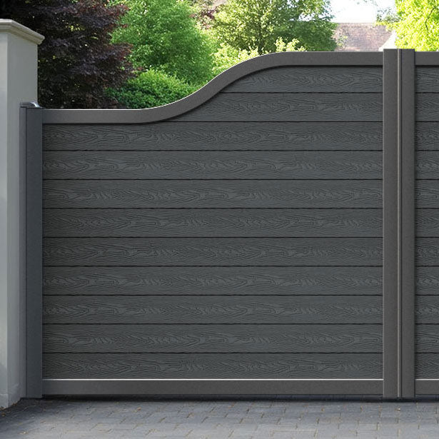 Classic Dark Grey Curved Top Driveway Gate