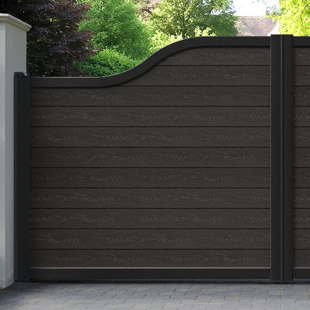 Classic Dark Oak Curved Top Driveway Gate