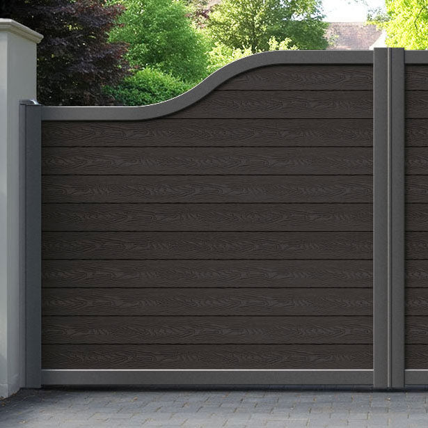 Classic Dark Oak Curved Top Driveway Gate