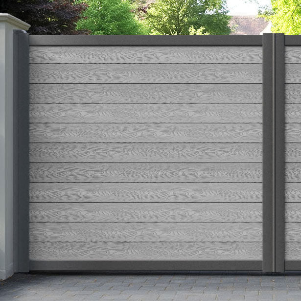 Classic Light Grey Straight Top Driveway Gate