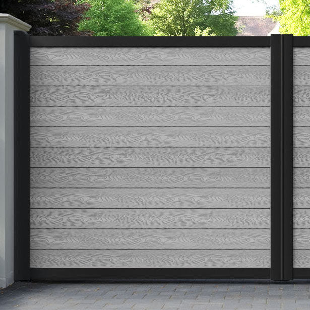 Classic Light Grey Straight Top Driveway Gate