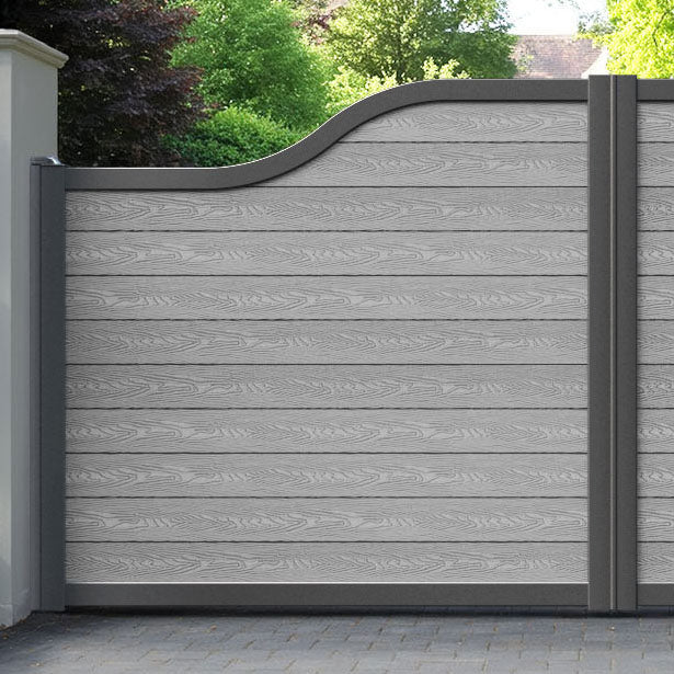 Classic Light Grey Curved Top - Driveway Gate