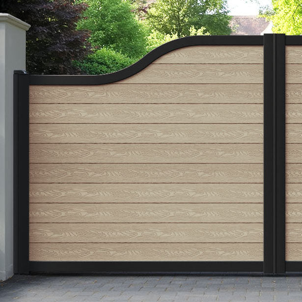 Classic Light Oak Curved Top Driveway Gate