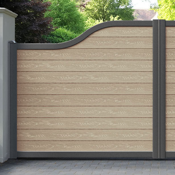 Classic Light Oak Curved Top Driveway Gate