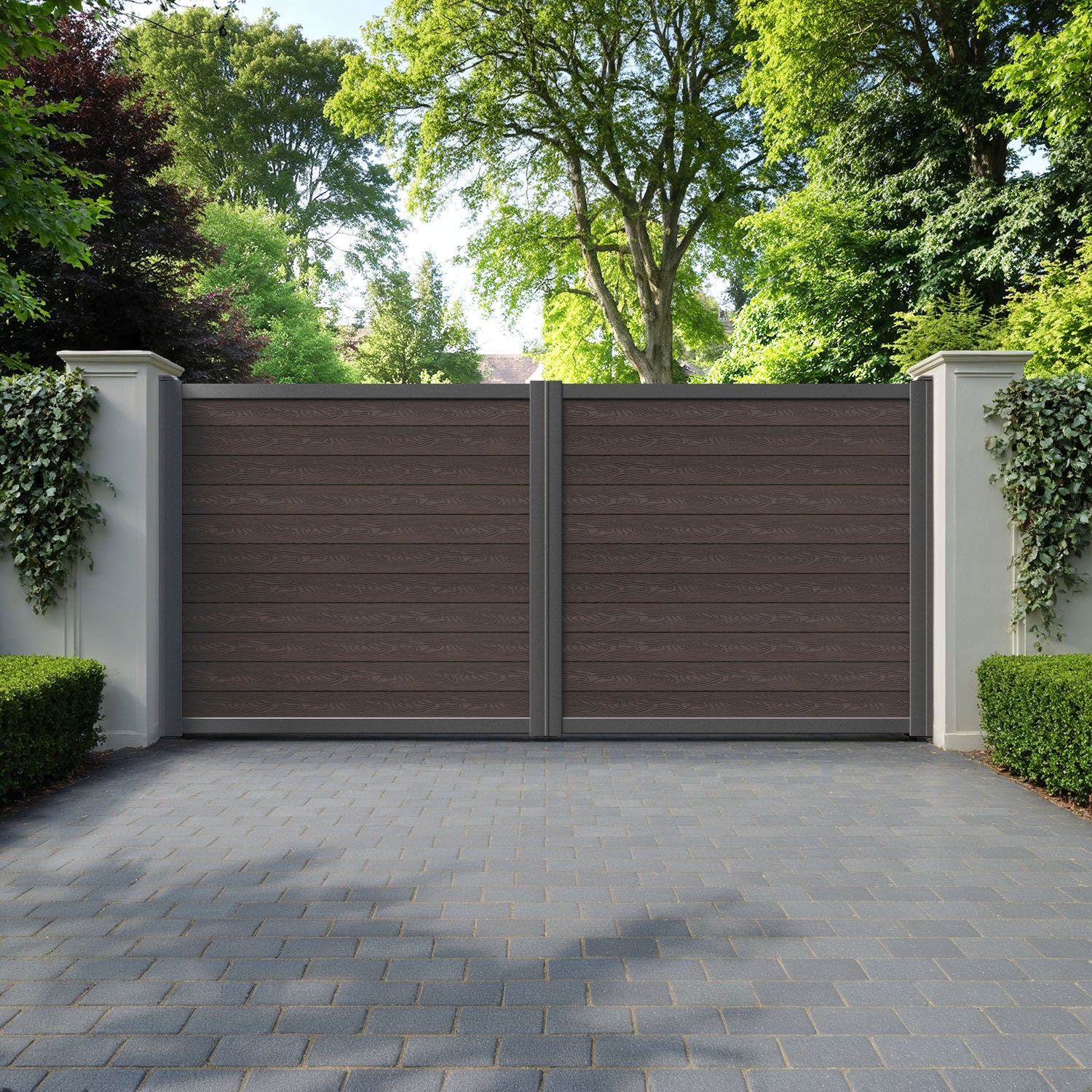 Classic Mid Brown Straight Top Driveway Gate
