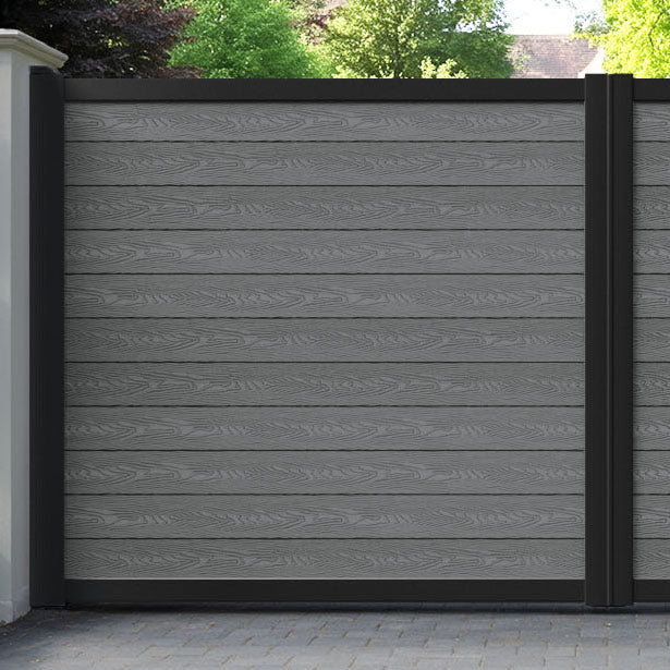 Classic Mid Grey Straight Top Driveway Gate