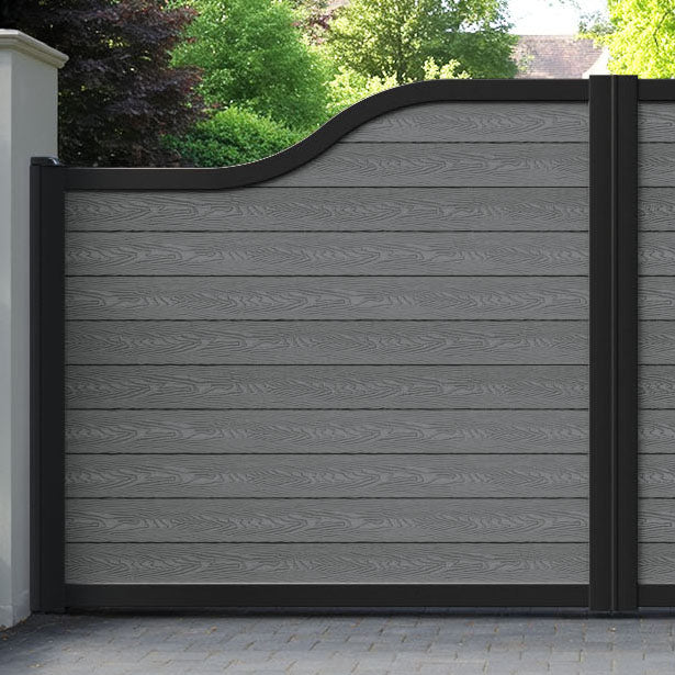 Classic Mid Grey Curved Top Driveway Gate