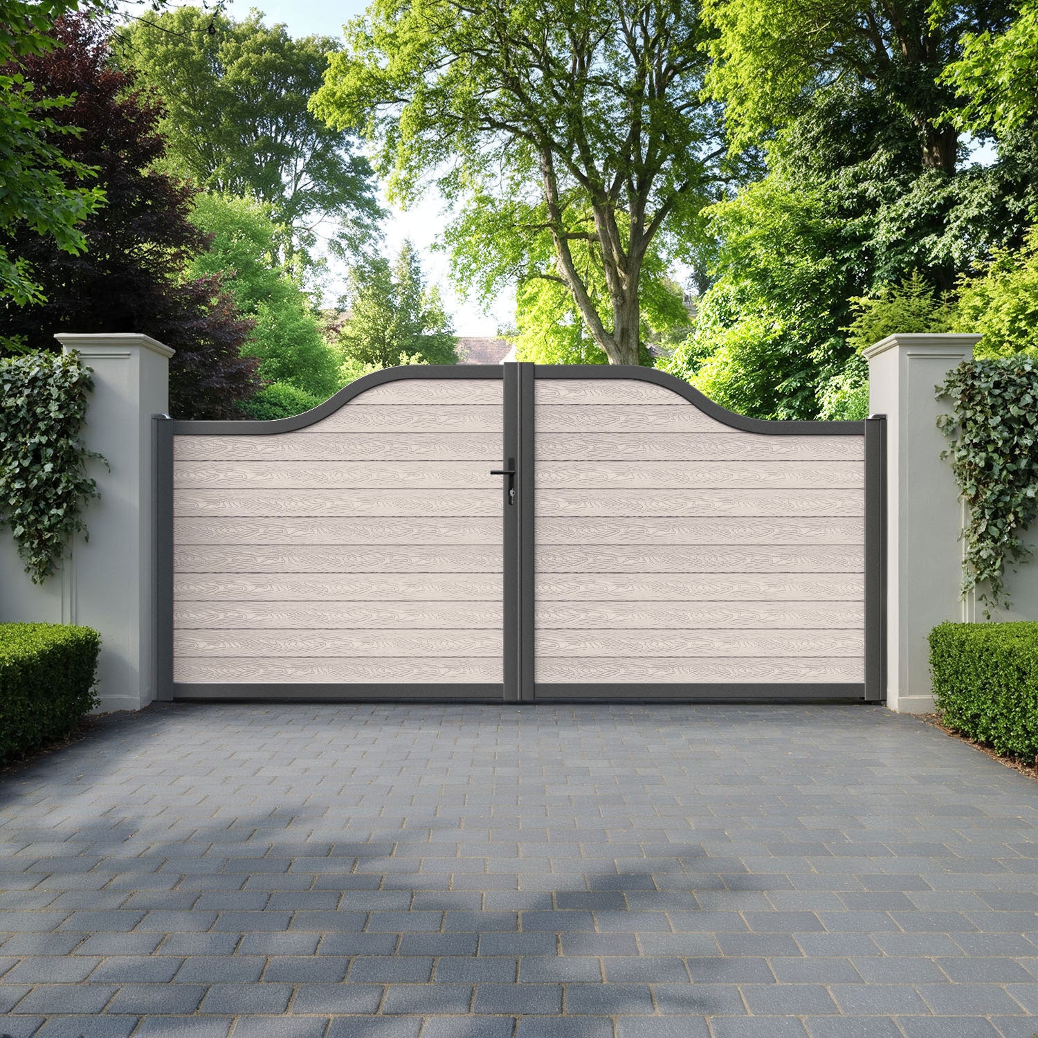 Classic Mid Stone Curved Top Driveway Gate