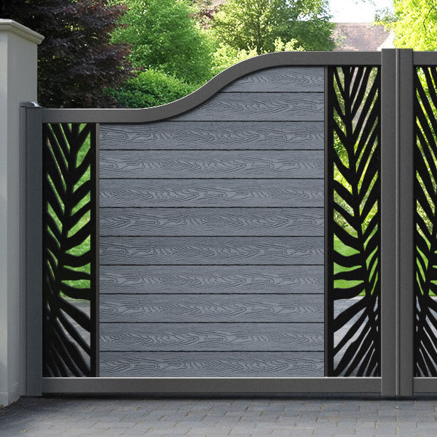 Classic Palm Curved Top Driveway Gate - Anthracite - Middle & End Screen