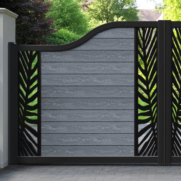 Classic Palm Curved Top Driveway Gate - Anthracite - Middle & End Screen