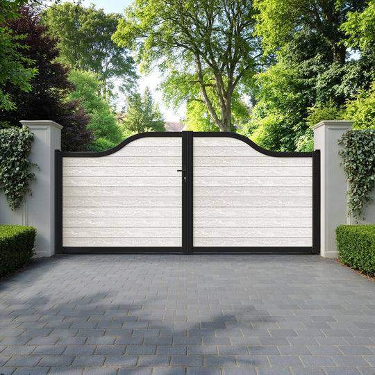Classic Light Stone Curved Top Driveway Gate