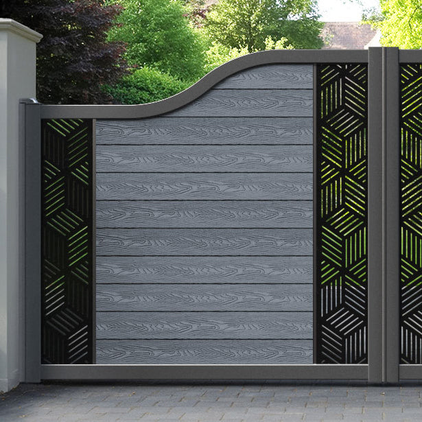 Classic Cubed Curved Top Driveway Gate - Anthracite - Middle & End Screen