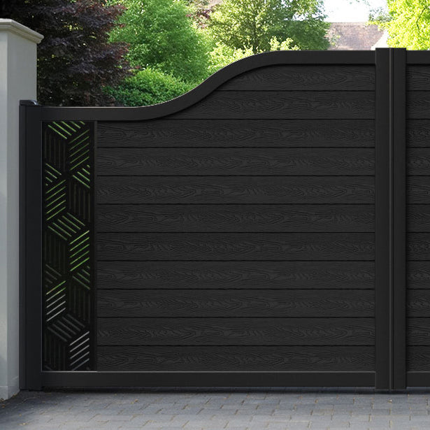 Classic Cubed Curved Top Driveway Gate - Black - End Screen
