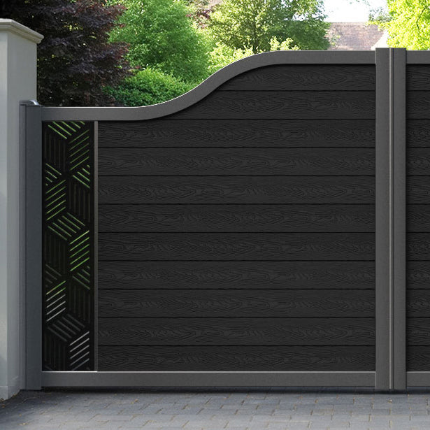 Classic Cubed Curved Top Driveway Gate - Black - End Screen