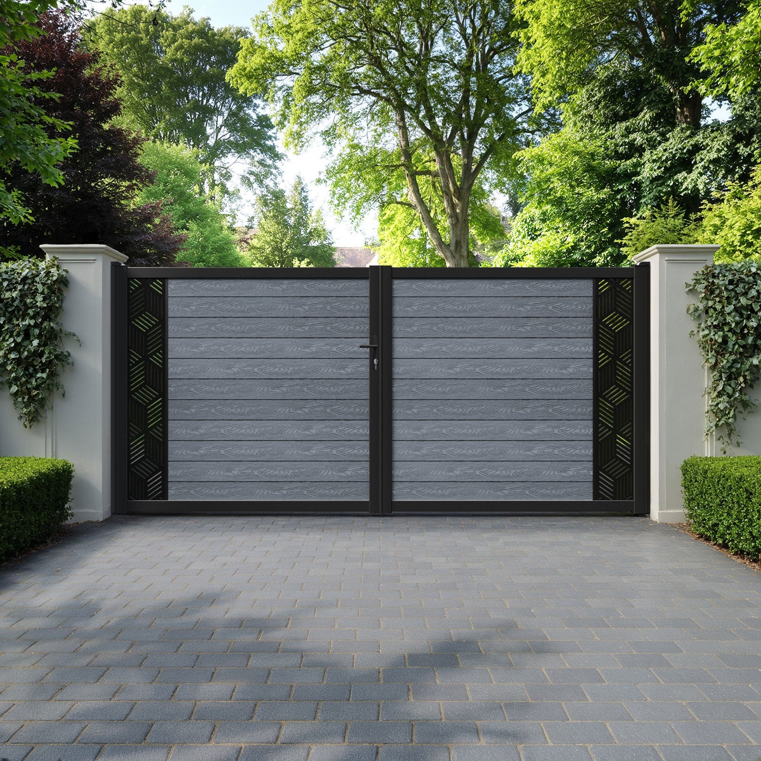 Classic Cubed Straight Top Driveway Gate - Anthracite - End Screen