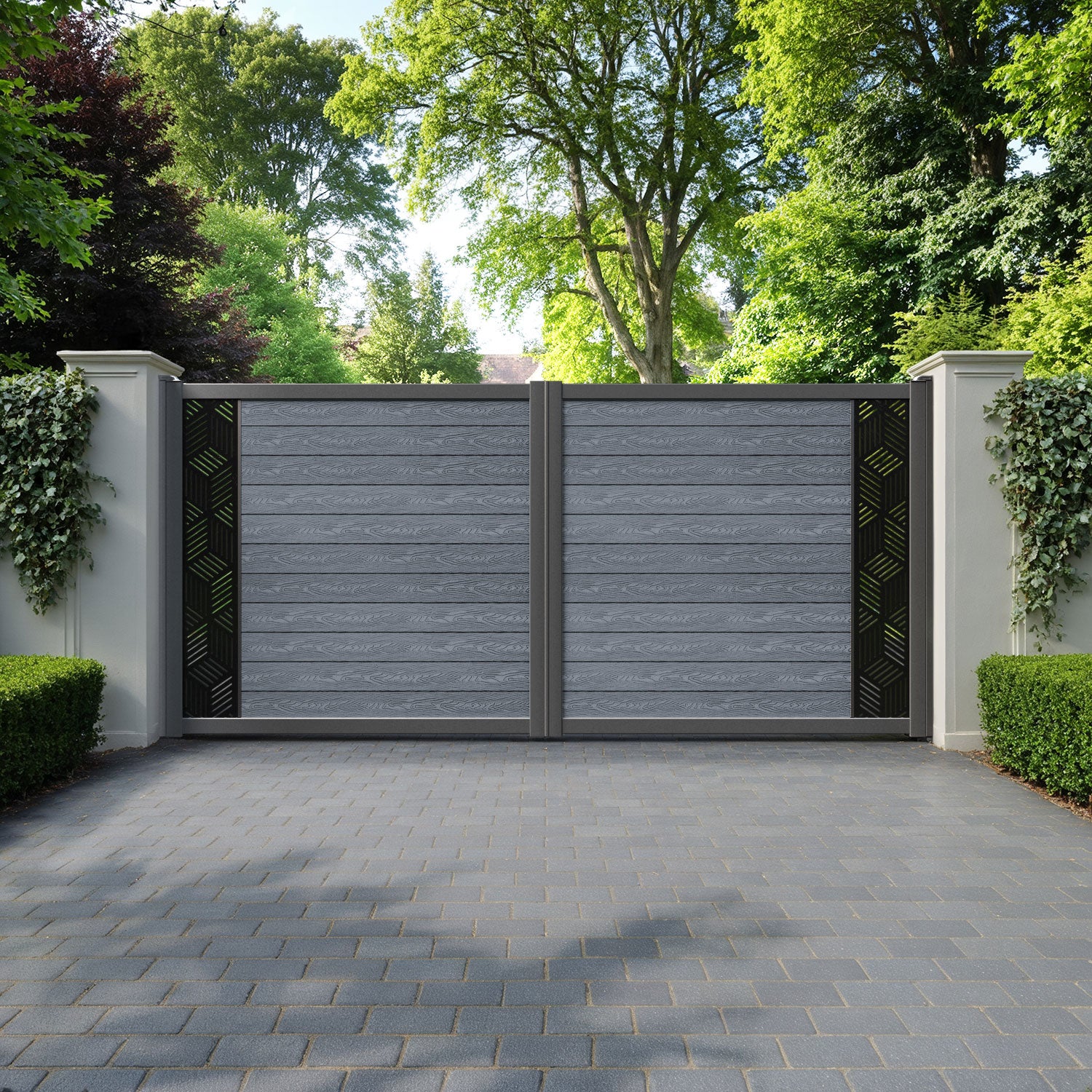 Classic Cubed Straight Top Driveway Gate - Anthracite - End Screen