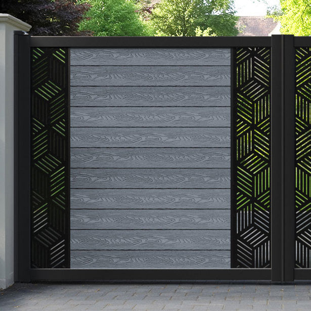 Classic Cubed Straight Top Driveway Gate - Anthracite - Middle & End Screen