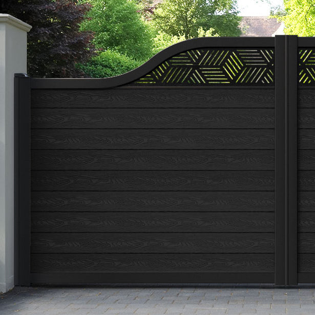 Classic Cubed Curved Top Driveway Gate - Black - Top Screen