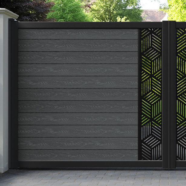 Classic Cubed Straight Top Driveway Gate - Dark Grey - Middle Screen