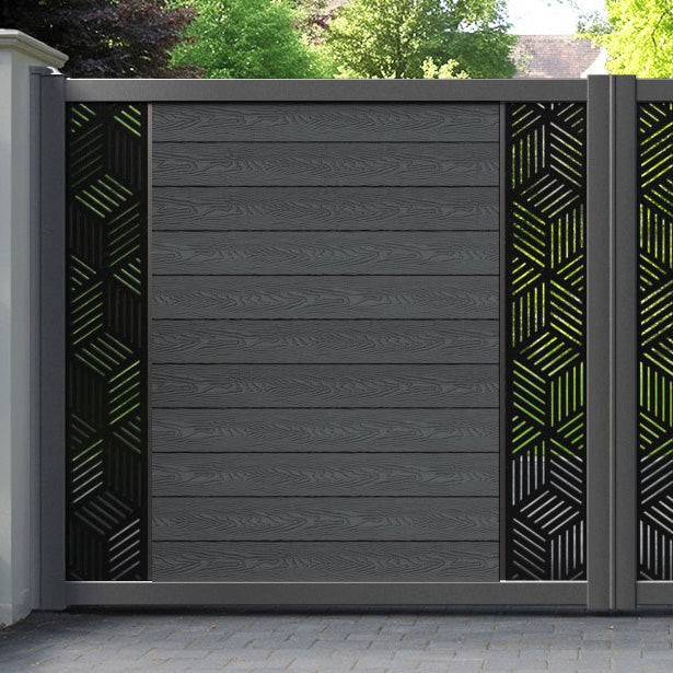 Classic Cubed Straight Top Driveway Gate - Dark Grey - Middle & End Screen