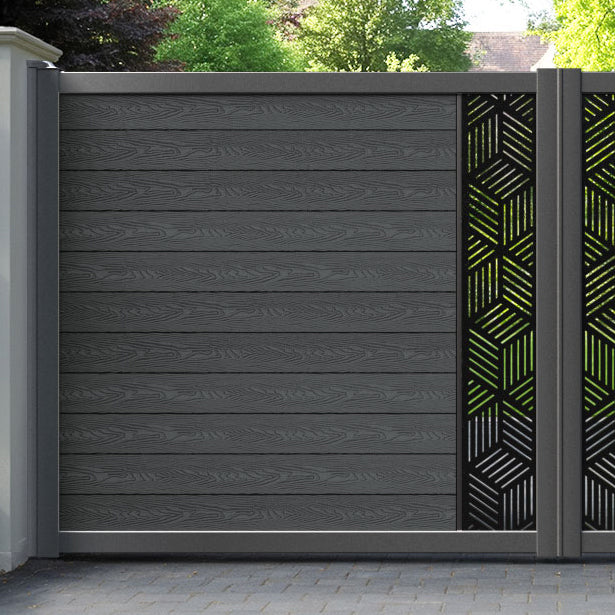 Classic Cubed Straight Top Driveway Gate - Dark Grey - Middle Screen