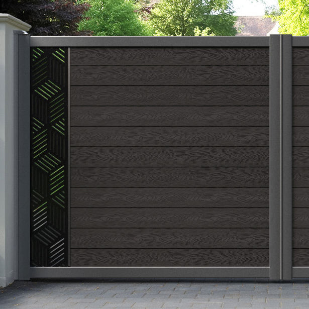 Classic Cubed Straight Top Driveway Gate - Dark Oak - End Screen