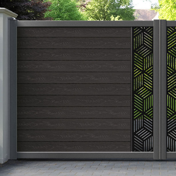 Classic Cubed Straight Top Driveway Gate - Dark Oak - Middle Screen