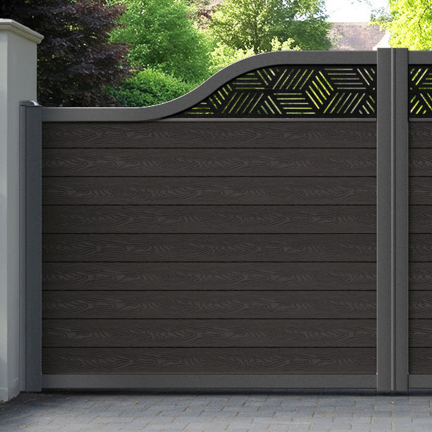 Classic Cubed Curved Top Driveway Gate - Dark Oak - Top Screen