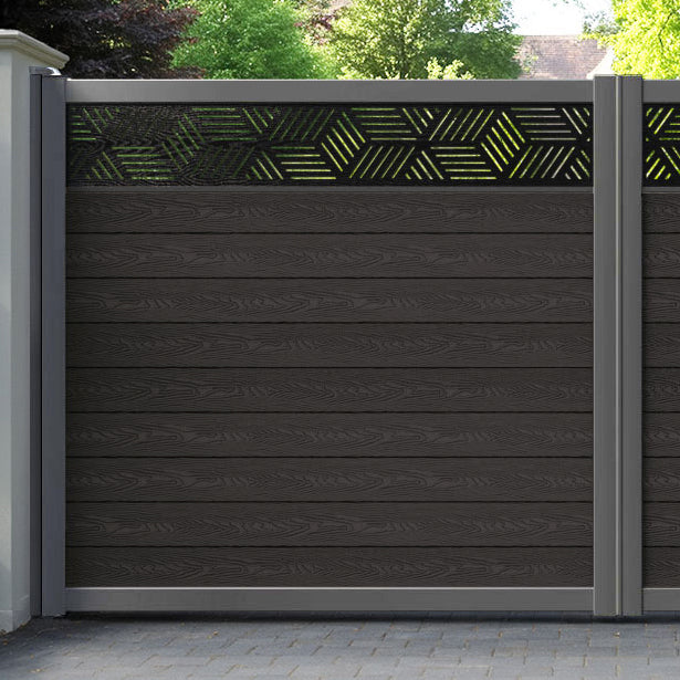 Classic Cubed Straight Top Driveway Gate - Dark Oak - Top Screen