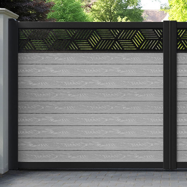 Classic Cubed Straight Top Driveway Gate - Light Grey - Top Screen
