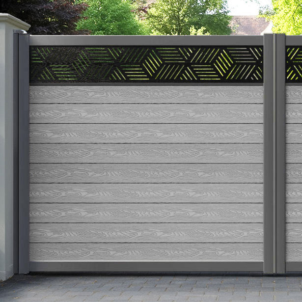 Classic Cubed Straight Top Driveway Gate - Light Grey - Top Screen