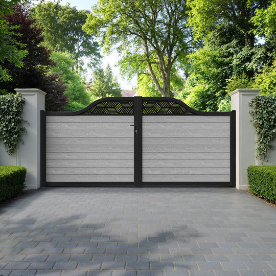 Classic Cubed Curved Top Driveway Gate - Light Grey - Top Screen