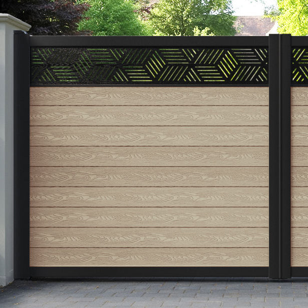 Classic Cubed Straight Top Driveway Gate - Light Oak - Top Screen