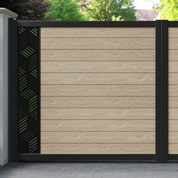 Classic Cubed Straight Top Driveway Gate - Light Oak - End Screen