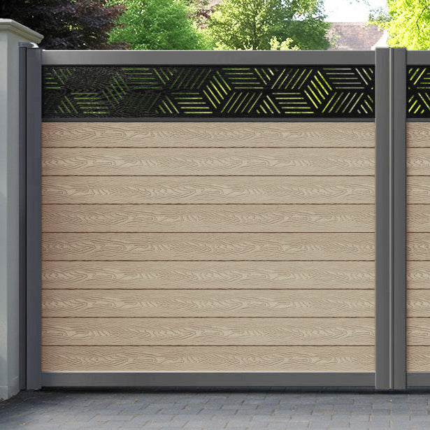 Classic Cubed Straight Top Driveway Gate - Light Oak - Top Screen