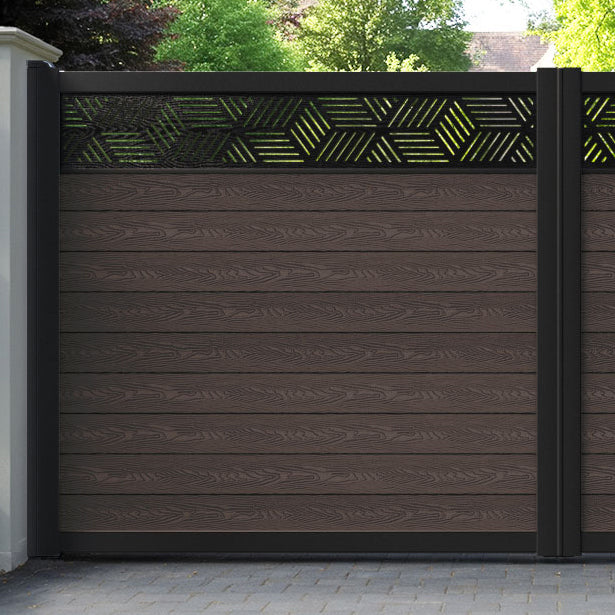Classic Cubed Straight Top Driveway Gate - Mid Brown - Top Screen