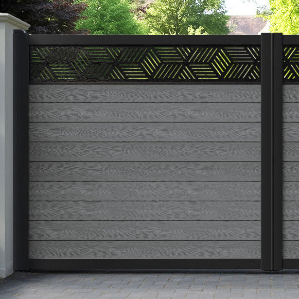 Classic Cubed Straight Top Driveway Gate - Mid Grey - Top Screen