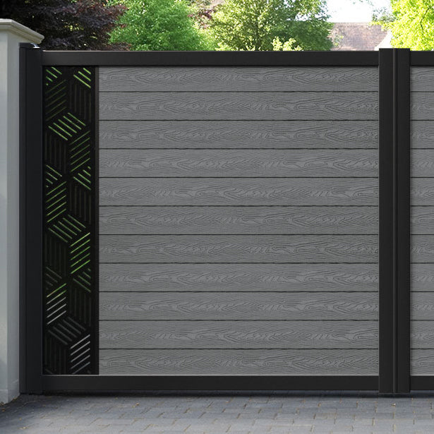 Classic Cubed Straight Top Driveway Gate - Mid Grey - End Screen