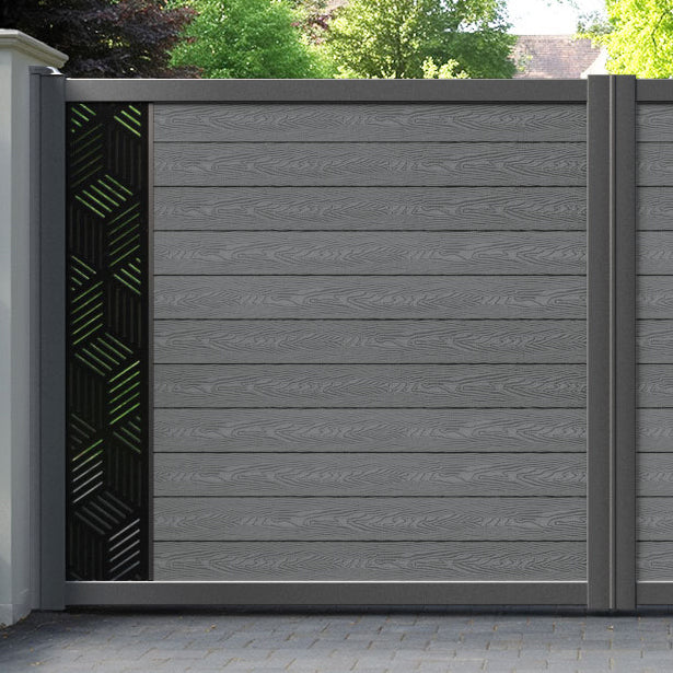 Classic Cubed Straight Top Driveway Gate - Mid Grey - End Screen