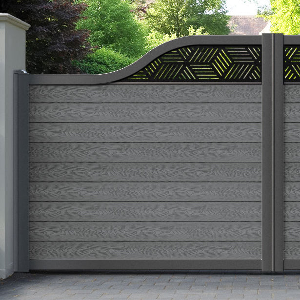 Classic Cubed Curved Top Driveway Gate - Mid Grey - Top Screen