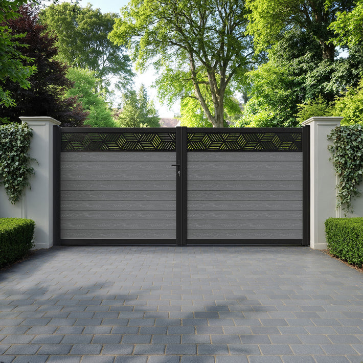 Classic Cubed Straight Top Driveway Gate - Mid Grey - Top Screen