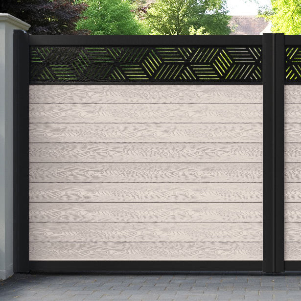 Classic Cubed Straight Top Driveway Gate - Mid Stone - Top Screen