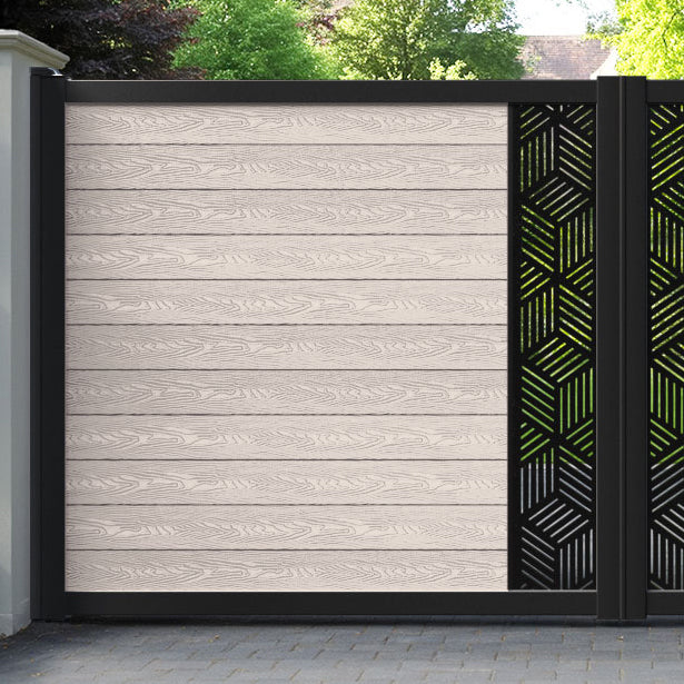 Classic Cubed Straight Top Driveway Gate - Mid Stone - Middle Screen